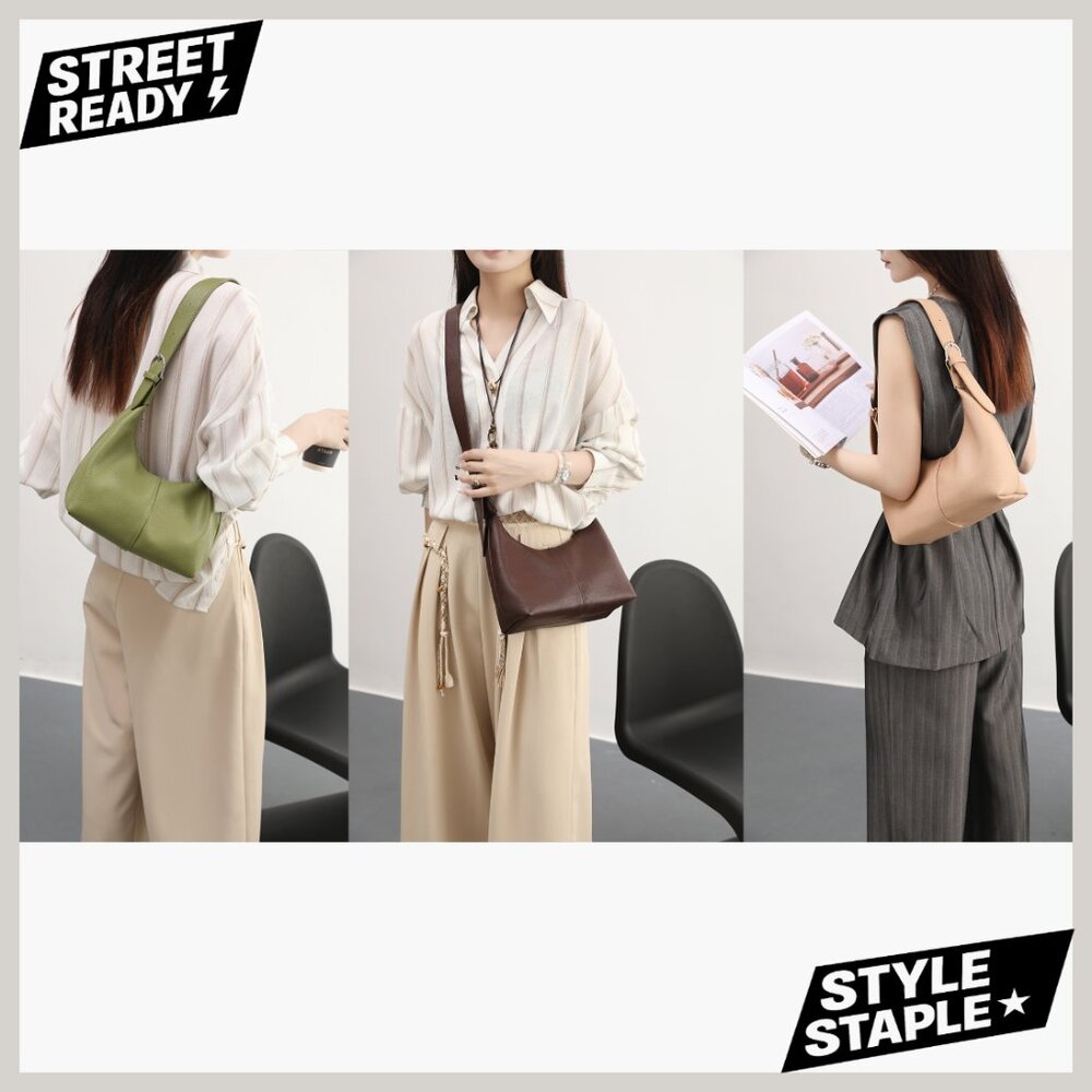 Soft Vegan Leather Hobo Shoulder Bag Crossbody Tote with Adjustable Straps - Picture 7 of 7